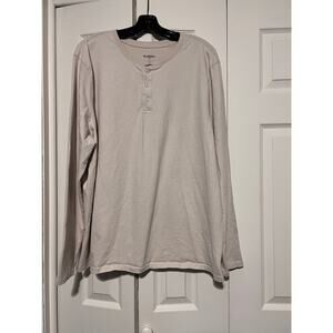 Goodfellow & Co Mens XXL Beige Henley Long Sleeve Shirt Cotton EUC